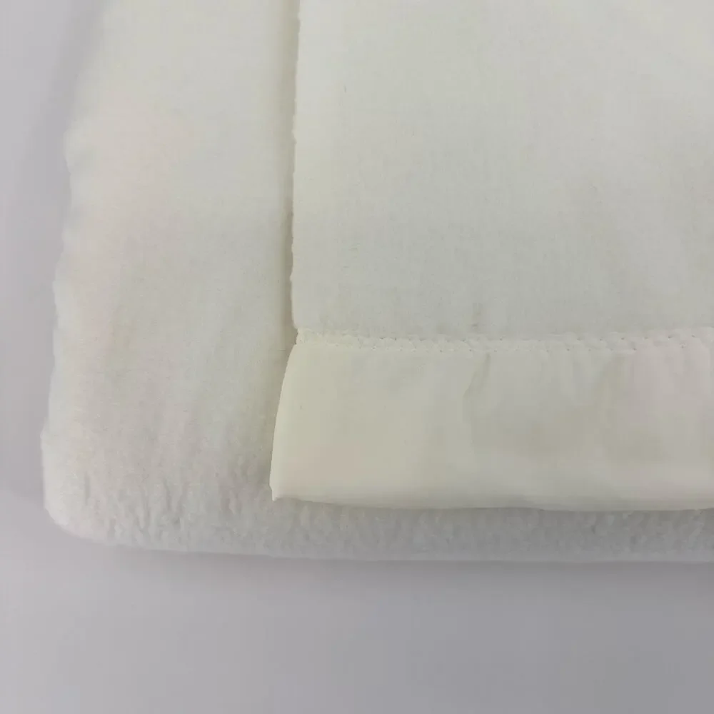 Vtg Cream White Satin Trim Blanket Twin Throw 70